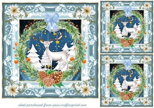 3 Stag in wreath card fronts/toppers 4