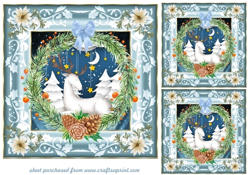 3 Stag in wreath card fronts/toppers 5