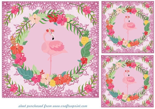 3 Flamingo card fronts/toppers 3