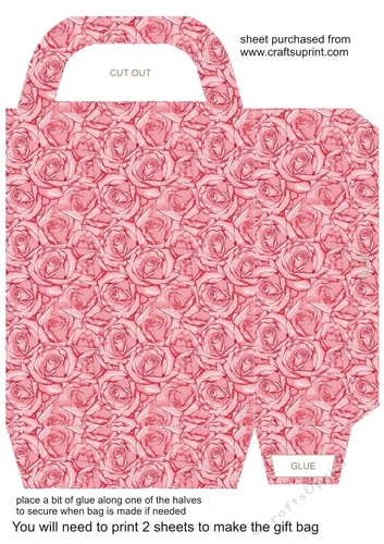 Dark pink roses gift bag