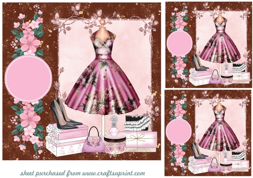 3 Pink fashion card fronts/toppers 1