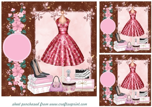 3 Pink fashion card fronts/toppers 2