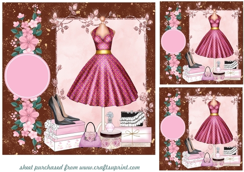 3 Pink fashion card fronts/toppers 3