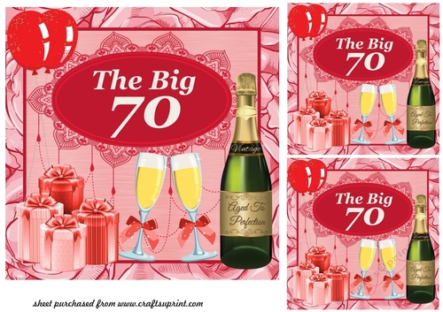 3 Red the Big 70 birthday card fronts/toppers