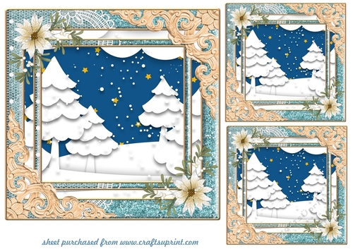 3 Christmas scene card front/toppers 1