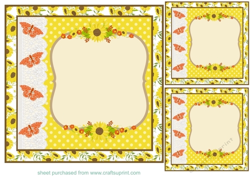 3 Yellow and orange floral card front/topper blanks