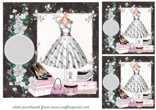 3 Black and white fashion card fronts/toppers
