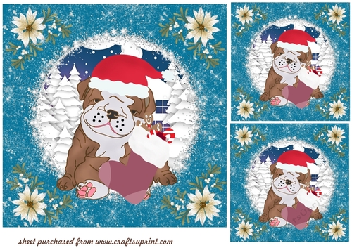 3 Blue Christmas pup card fronts/toppers 3