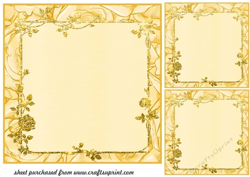 3 Yellow rose framed card fronts/toppers