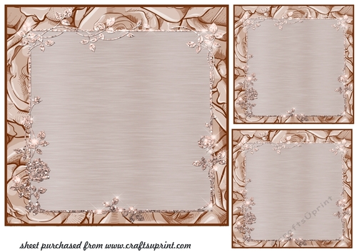 3 Chocolate rose framed card fronts/toppers