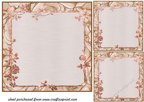 3 Coffee rose framed card fronts/toppers