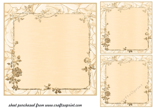 3 Cream rose framed card fronts/toppers