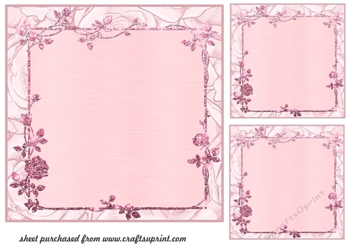 3 Pink rose frame card front/topper blanks 1