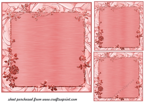 3 Pink rose frame card front/topper blanks 3