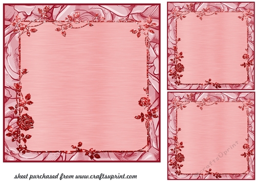 3 Pink rose frame card front/topper blanks 4