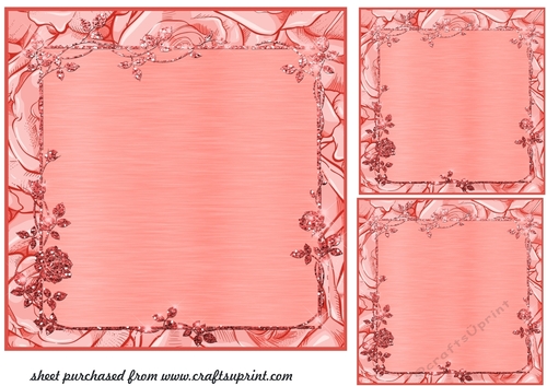 3 Pink rose frame card front/topper blanks 5