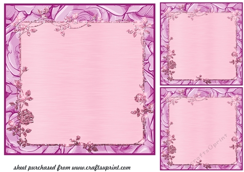 3 Lilac rose frame card fronts/toppers 3