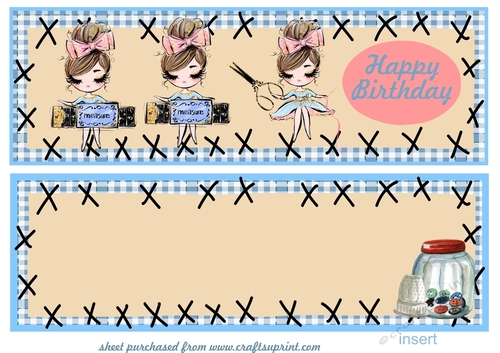Large sewing Birthday card front with insert
