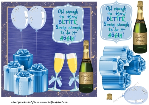 Blue old enough to know better,Birthday card front
