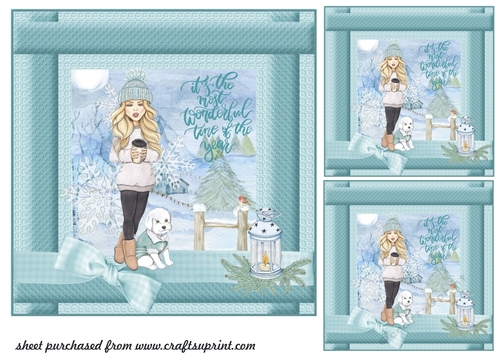 3 Just a girl with her dog Christmas card fronts/toppers 1