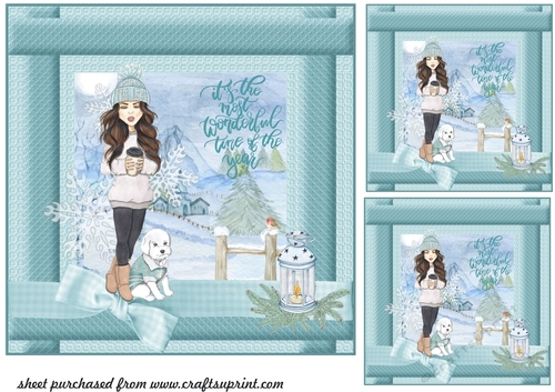 3 Just a girl with her dog Christmas card fronts/toppers 2