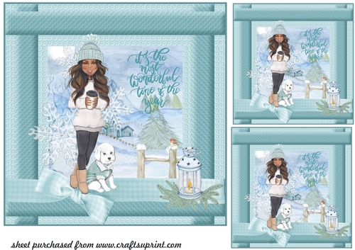 3 Just a girl with her dog Christmas card fronts/toppers 3