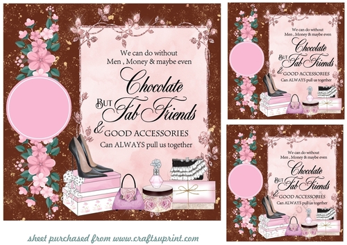 3 Fab friends Birthday card fronts/toppers