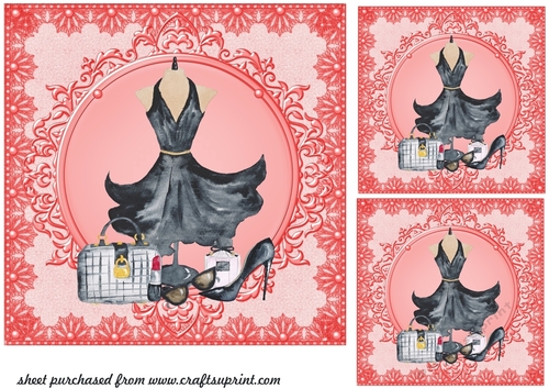3 Red and black fashion card fronts/toppers