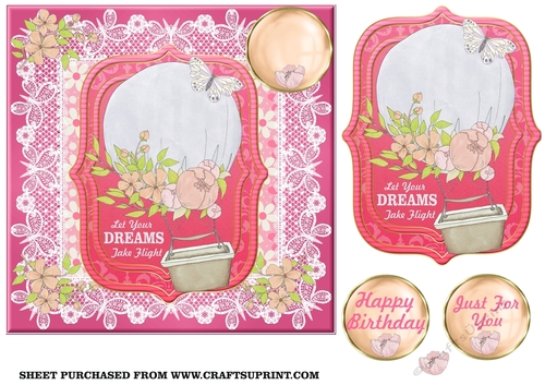 Pink let your dreams take flight card front 2