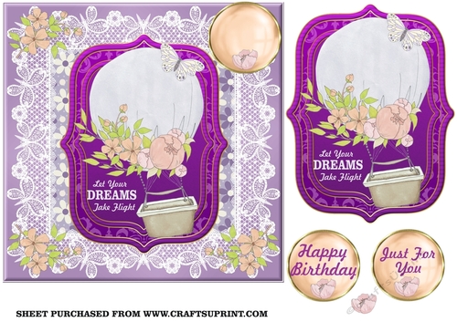 Purple let your dreams take flight card front 2