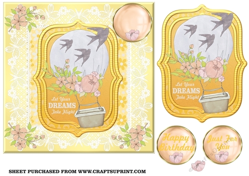 Yellow let your dreams take flight card front 