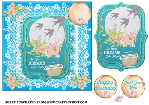 Blue let your dreams take flight card front 