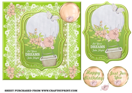 Green let your dreams take flight card front 