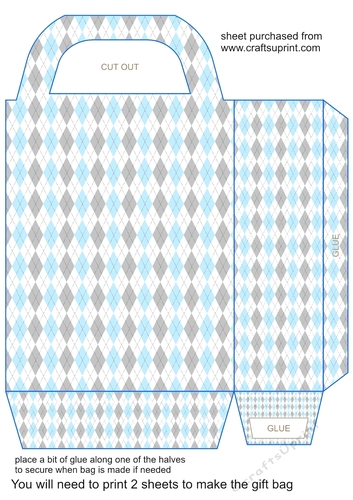 Blue argyle gift bag 3