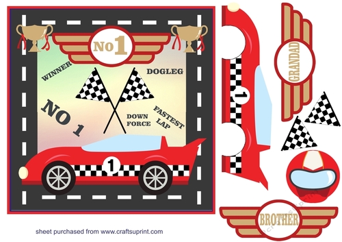 Brother/Grandad red racing car card front