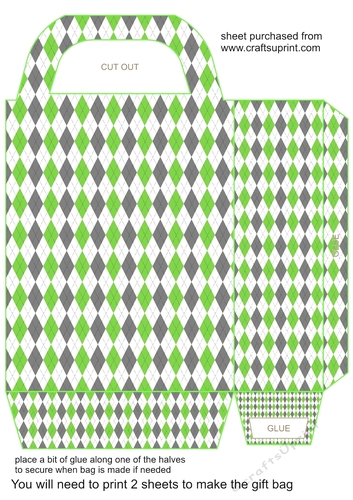 Green argyle gift bag 2