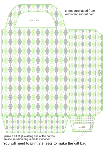 Green argyle gift bag 3