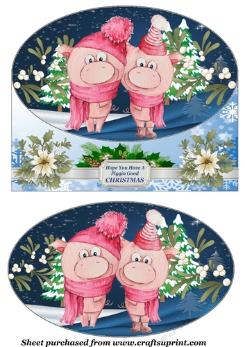 Christmas pigs card front 1