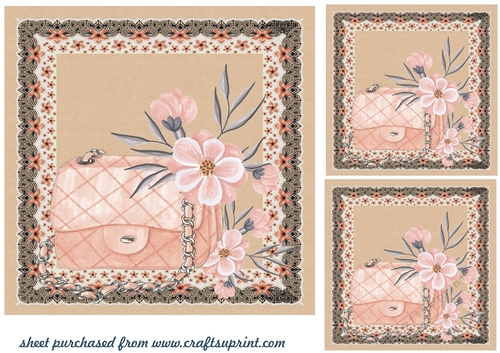 3 Floral bag card fronts/toppers