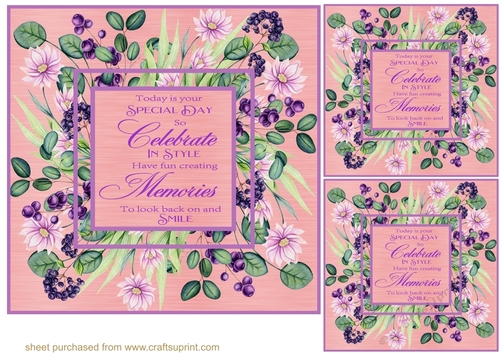 3 Celebrate in style floral card fronts/toppers