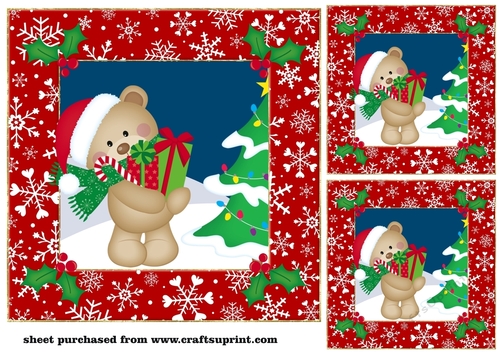 3 Christmas ted card fronts/toppers 1