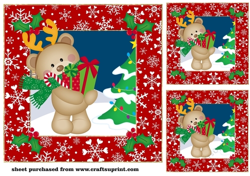 3 Christmas ted card fronts/toppers 2