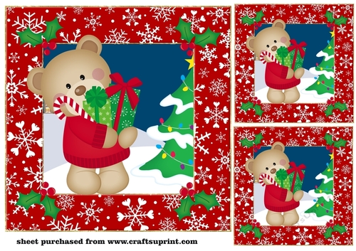 3 Christmas ted card fronts/toppers 4