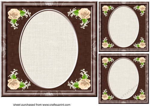 3 Chocolate rose corner card fronts/toppers