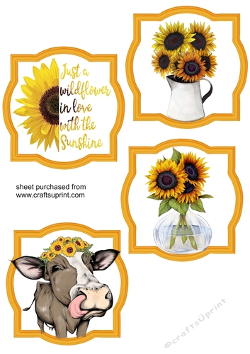 4 Sunflower themed toppers
