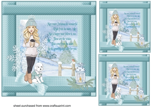 3 Girl with dog May your Christmas card fronts/toppers 1