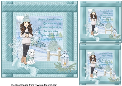 3 Girl with dog May your Christmas card fronts/toppers 2