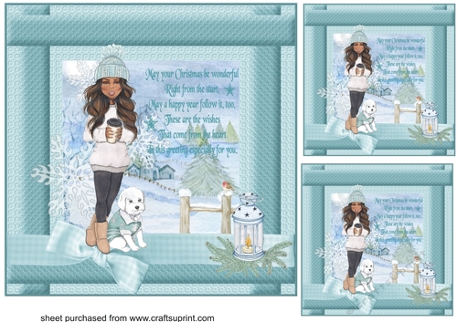 3 Girl with dog May your Christmas card fronts/toppers 3