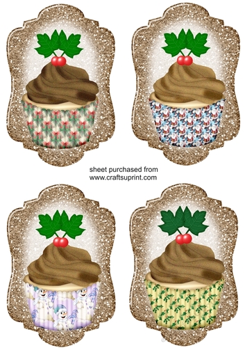 4 Christmas cupcake toppers