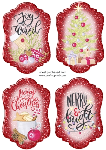 4 Red Joy to the world Christmas toppers